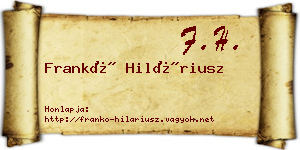 Frankó Hiláriusz névjegykártya